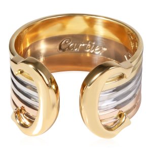 Vintage C De Cartier Ring in 18K Three Tone Gold Cart