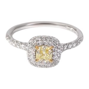 Tiffany Co Soleste Fancy Yellow Diamond Engagement Ring in Platinum 056 ctw Louis Vuitton Rusac Shoulder Bag Epi Yellow