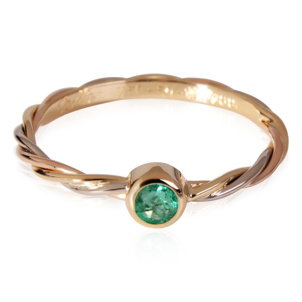 Rings Cartier Twist Ring With Emerald in 18K Tri Color Gold