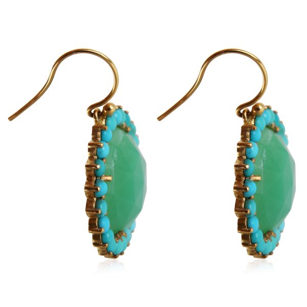 120282 av ab01eb73 3826 4691 8804 a0a343eee70c Irene Neuwirth Chrysoprase Turquoise Diamond Sunflower Earrings in 18K Gold