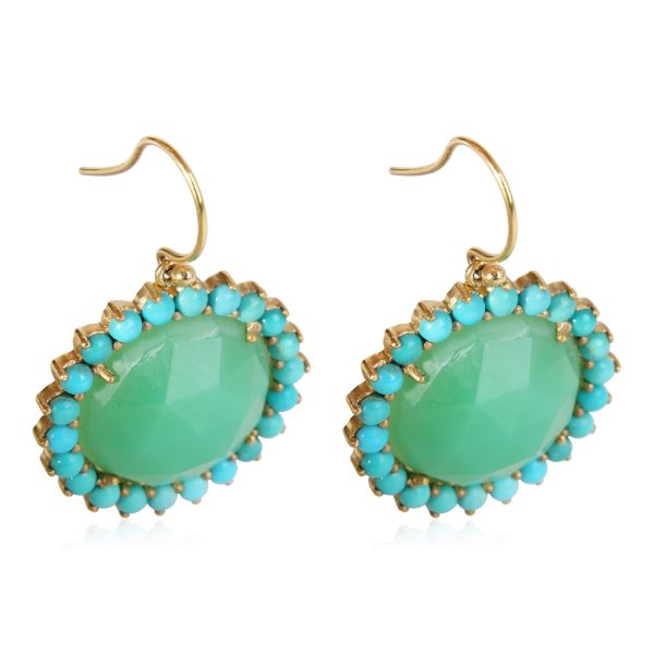 Irene Neuwirth Chrysoprase Irene Neuwirth Chrysoprase Turquoise Diamond Sunflower Earrings in 18K Gold