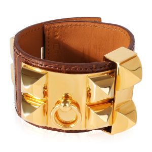 Hermès Collier De Chien Brown Leather Gold Tone Cuff Gucci Boston Bag Travel GG Supreme PVC Leather Beige