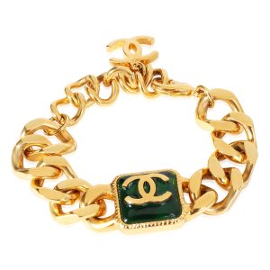 Chanel 2020 Resin CC Curb Link Gold Tone Bracelet Louis Vuitton Monogram Emplant Zippy Wallet Red