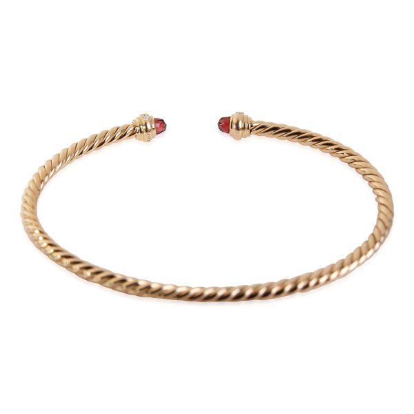 120410 av 3b586bf2 eaba 4100 9e19 8bac6544d436 David Yurman Cable Collection Garnet Diamond Bracelet in 18k Yellow Gold