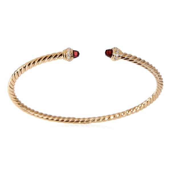 120410 clasp 0bf5e5ce 3a1c 4435 87e3 2acd1e7d84b6 David Yurman Cable Collection Garnet Diamond Bracelet in 18k Yellow Gold