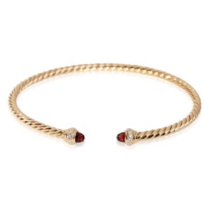 David Yurman Cable Collection Garnet Diamond Bracelet in 18k Yellow Gold SAINT LAURENT Compact Wallet Logo Bifold Wallet Black