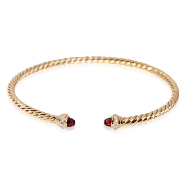 David Yurman Cable Collection Garnet Diamond Bracelet in 18k Yellow Gold David Yurman Cable Collection Garnet Diamond Bracelet in 18k Yellow Gold