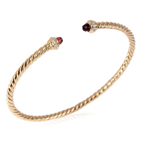 120410 pv 12b7fc59 a33d 4abc 998b f7bf9bb050dd David Yurman Cable Collection Garnet Diamond Bracelet in 18k Yellow Gold