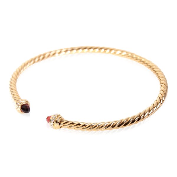 120410 sv 5bf37a5d 718a 4743 b79d 1292caaa7871 David Yurman Cable Collection Garnet Diamond Bracelet in 18k Yellow Gold