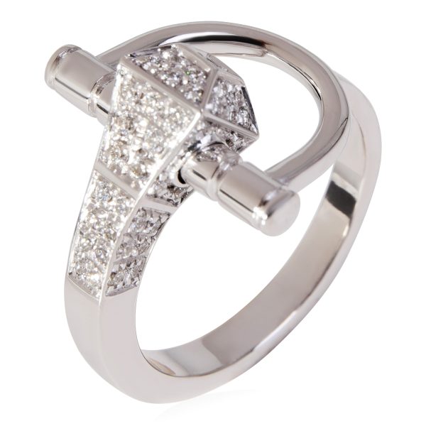 120677 av 925751a3 5003 4bae a123 932c2a48e471 Gucci Chiodo Horsebit Diamond Ring in 18k White Gold 040 CTW