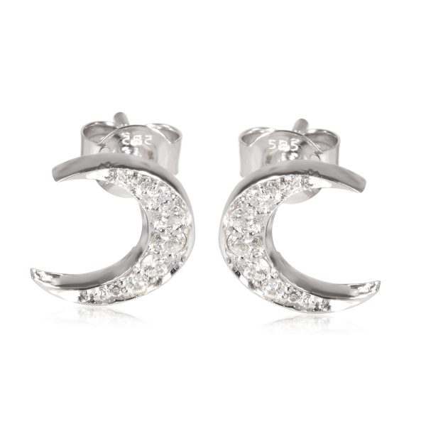 Crescent Moon Diamond Earrings in 14k White Gold 022 CTW Crescent Moon Diamond Earrings in 14k White Gold 022 CTW