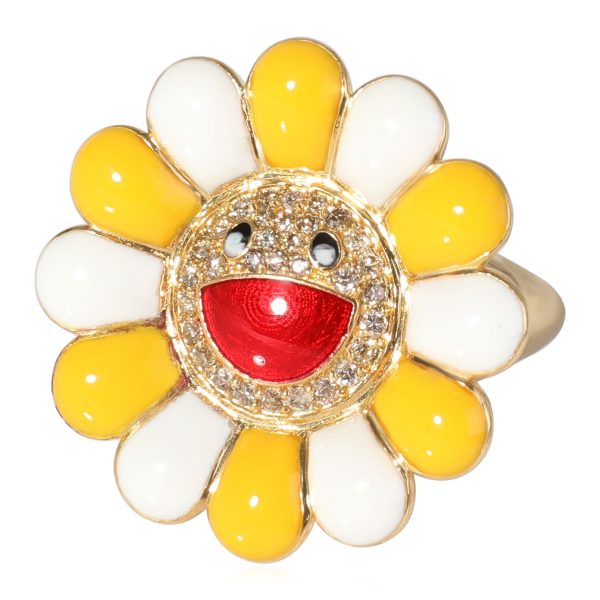 myGemma Takashi Murakami Sunflower Ring in 18K Yellow Gold 027 CTW