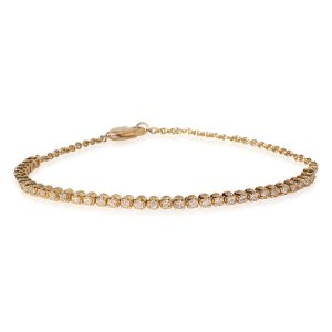 Line Diamond Bracelet in 14k Yellow Gold 051 CTW Hermès Chaine dAncre Very Small Model Earrings in 18k Rose Gold