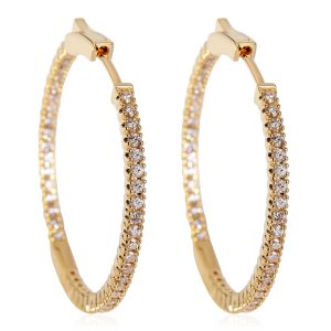 Diamond Inside Out Hoop Earring in 18K Yellow Gold 1 CTW Fendi Shoulder Camera Bag