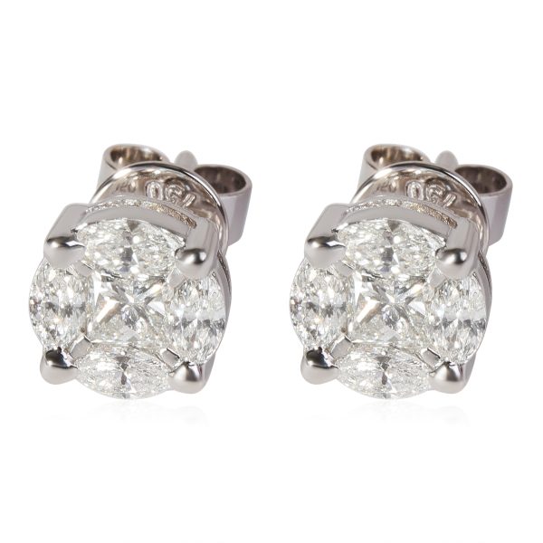 Illusion Set Diamond Earrings in 18k White Gold GHI VS 142 CTW Illusion Set Diamond Earrings in 18k White Gold GHI VS 142 CTW