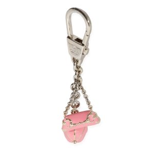 Gucci Gold Metal Pink Enamel Equestrian Bag Charm Cart