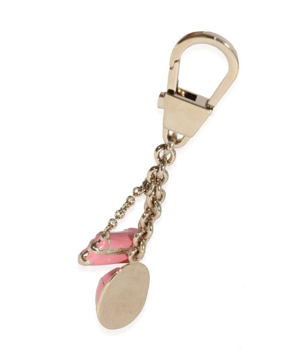 120918 sv Gucci Gold Metal Pink Enamel Equestrian Bag Charm