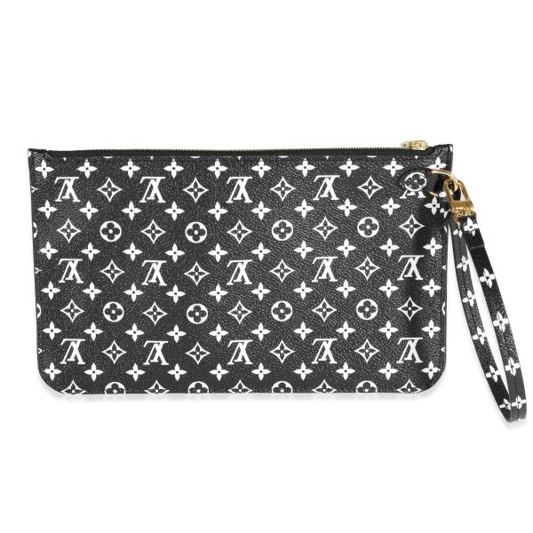 121119 pv Louis Vuitton Black White Monogram Canvas Neverfull Pochette