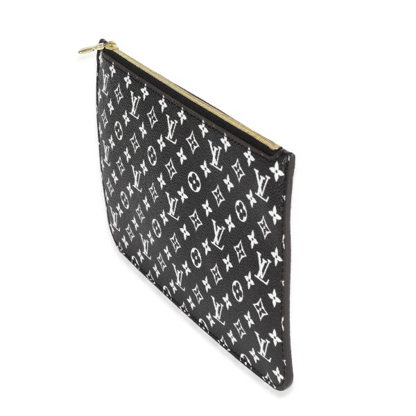 121119 sv Louis Vuitton Black White Monogram Canvas Neverfull Pochette