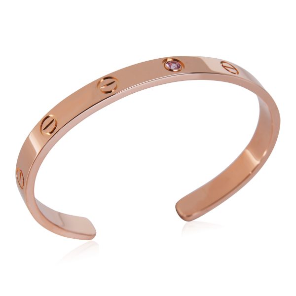 121188 bv Cartier Love Pink Sapphire Bracelet in 18k Rose Gold Size 17