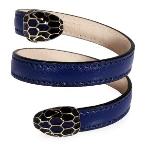 Bvlgari Serpenti Forever Blue Calf Leather Wrap Bracelet Balenciaga Clutch Bag Ecru