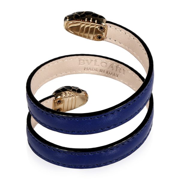 121565 pv 71330ab6 80a1 4d61 ae85 9a87c900e317 Bvlgari Serpenti Forever Blue Calf Leather Wrap Bracelet