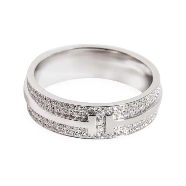 Tiffany Co T Wide Pave Diamond Ring in 18K White Gold 063 Ctw Tiffany Co T Wide Pave Diamond Ring in 18K White Gold 063 Ctw