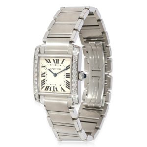 Cartier Tank Francaise W4TA0009 Unisex Watch in Stainless Steel Bottega Veneta The Twist Clutch Bag Black