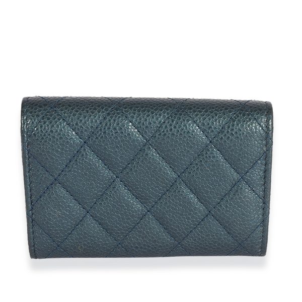 122049 pv 9e2360ea 5f41 4e89 b733 0045a2610ce0 Chanel Blue Quilted Caviar Flap Card Holder Wallet