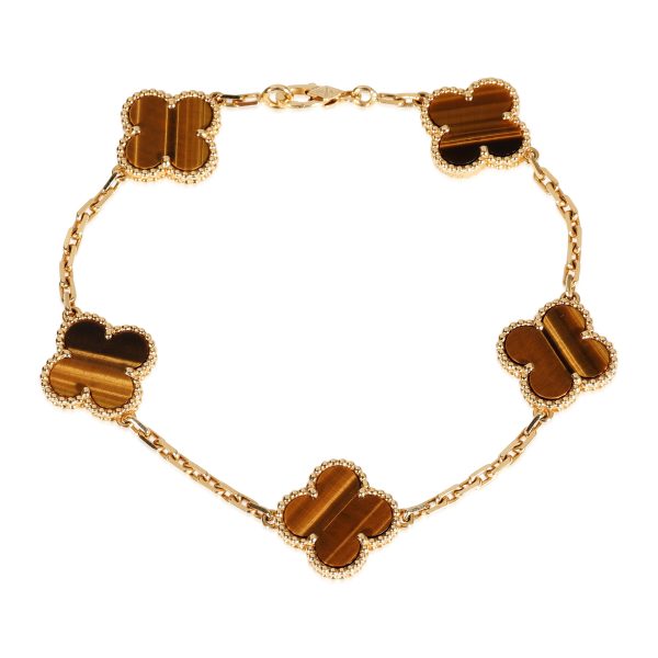 Van Cleef Arpels Alhambra Tigers Eye Bracelet in 18k Yellow Gold Van Cleef Arpels Alhambra Tigers Eye Bracelet in 18k Yellow Gold