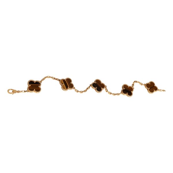 122114 pv Van Cleef Arpels Alhambra Tigers Eye Bracelet in 18k Yellow Gold