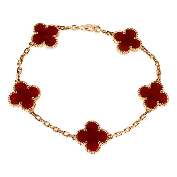 Van Cleef Arpels Vintage Alhambra Carnelian Bracelet in 18K Yellow Gold Van Cleef Arpels Vintage Alhambra Carnelian Bracelet in 18K Yellow Gold