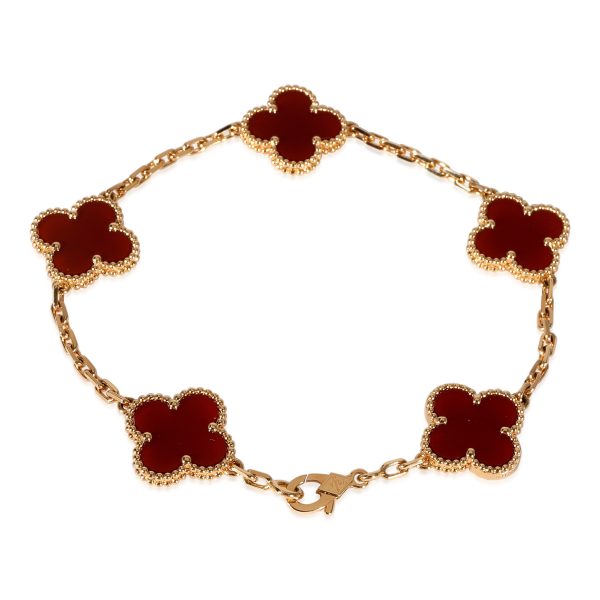 122300 sv Van Cleef Arpels Vintage Alhambra Carnelian Bracelet in 18K Yellow Gold