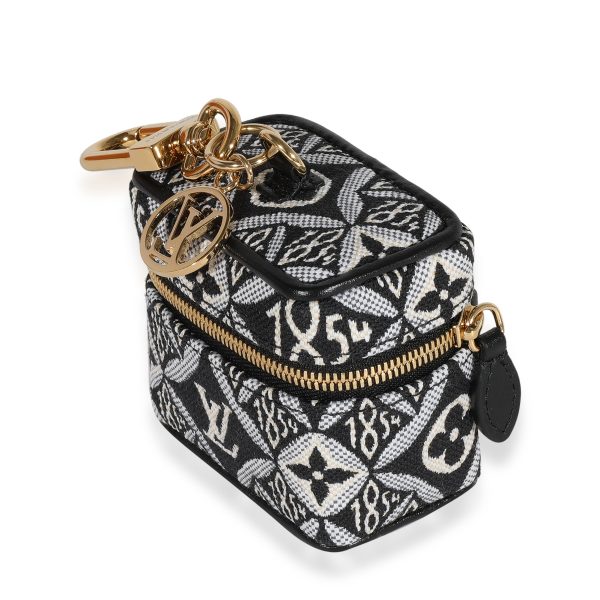 122472 sv Louis Vuitton Black White Jacquard Since 1854 Vanity Bag Charm