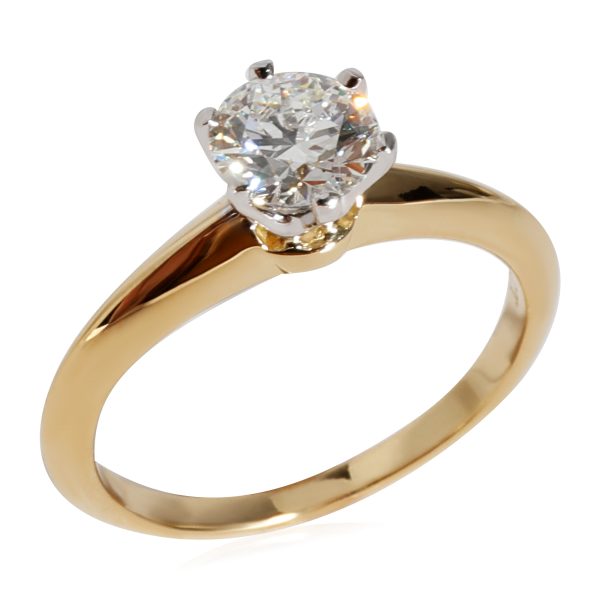 122480 clasp Tiffany Co Solitaire Ring in 18k Yellow GoldPlatinum 061 CTW