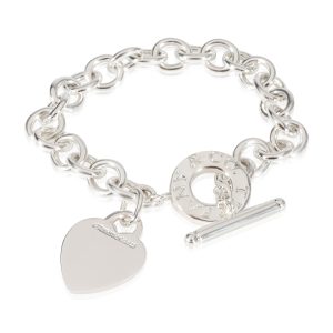 Tiffany Co Toggle Bracelet with Heart Charm in 925 Sterling Silver Louis Vuitton Monogram Denim Pleaty Mini Handbag Blue