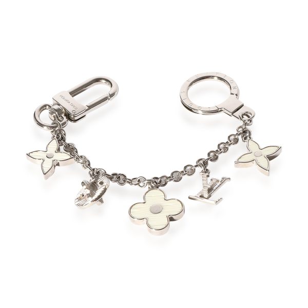 Louis Vuitton Silver White Fleur DEpi Bag Charm Louis Vuitton Silver White Fleur DEpi Bag Charm