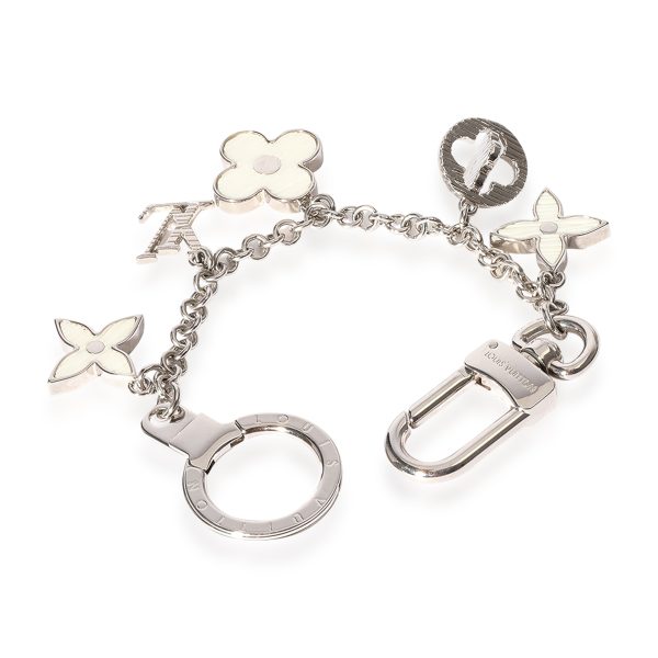 122572 sv Louis Vuitton Silver White Fleur DEpi Bag Charm