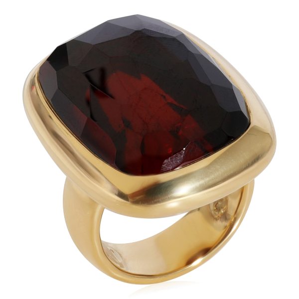 122607 av Pomellato Rectangular Bezel Set Faceted Glass Ring in 18k Yellow Gold