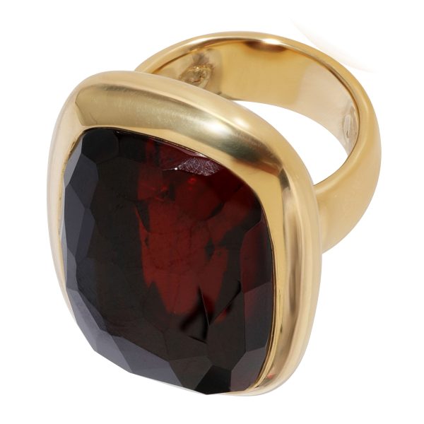 Pomellato Pomellato Rectangular Bezel Set Faceted Glass Ring in 18k Yellow Gold