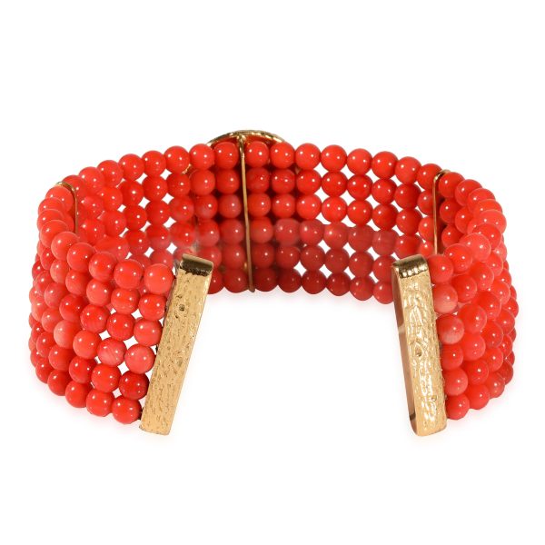 122737 pv 57ac9a3b 71bd 490f 8be0 159219c8ffc1 Coral Beads Cameo Center Bracelet in 18k Yellow Gold with Snake Detail