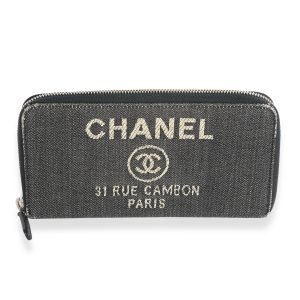 Chanel Blue Denim Deauville Zip Around Wallet Louis Vuitton Mini Soft Trunk Shoulder Bag Canvas Black