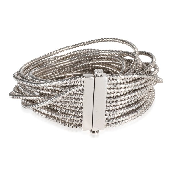 122885 sv Sabbadini 12 Strand Narrow Tubogas Slinky Bracelet in 18k White Gold