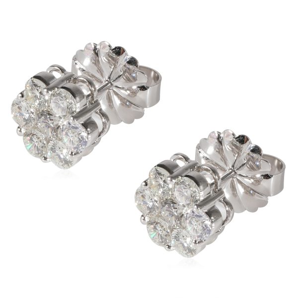 122925 sv Diamond Cluster Stud Earrings in 14k White Gold 2 CTW