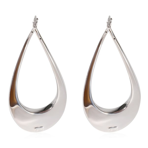 122934 bv Roberto Coin Twisted Teardrop Hoop Earrings in 18k White Gold