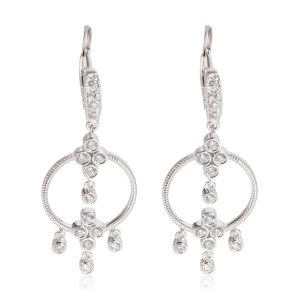 Diamond Chandelier Earrings in 18k White Gold 05 CTW Louis Vuitton Capucines BB 2way M59699 Taurillon greige flower