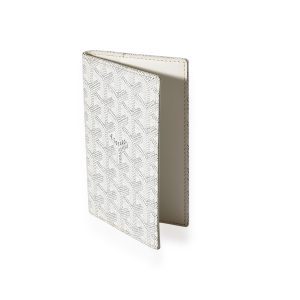 Goyard White Goyardine Canvas Passport Holder Yves Saint Laurent Card Case Black