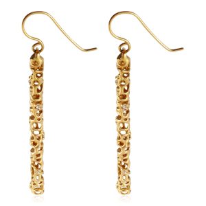 Tube Drop Diamond Earrings in 18k Yellow Gold 007 CTW Cart