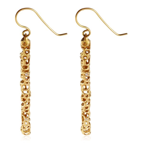 Tube Drop Diamond Earrings in 18k Yellow Gold 007 CTW Tube Drop Diamond Earrings in 18k Yellow Gold 007 CTW