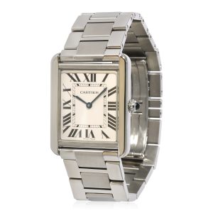 Cartier Tank Solo W5200014 Unisex Watch in Stainless Steel Gucci GG Canvas Shoulder Bag